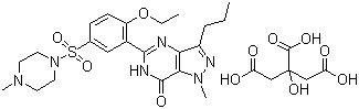 CAS # 171599-83-0, Sildenafil citrate, 1-[[3-(6,7-Dihydro-1-methyl-7-oxo-3-propyl-1H-pyrazolo[4,3-d]pyrimidin-5-yl)-4-ethoxyphenyl]sulfonyl]-4-methylpiperazine citrate