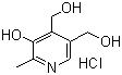 CAS # 58-56-0, Pyridoxine hydrochloride, 5-Hydroxy-6-methyl-3,4-pyridinedimethanol, 2-Methyl-3-hydroxy-4,5-bis(hydroxymethyl)pyridine hydrochloride, 3-Hydroxy-4,5-dimethylol-a-picoline hydrochloride, Pyridoxol hydrochloride, Pyridoxyl hydrochloride, Adermin hydrochloride, Vitamin B6