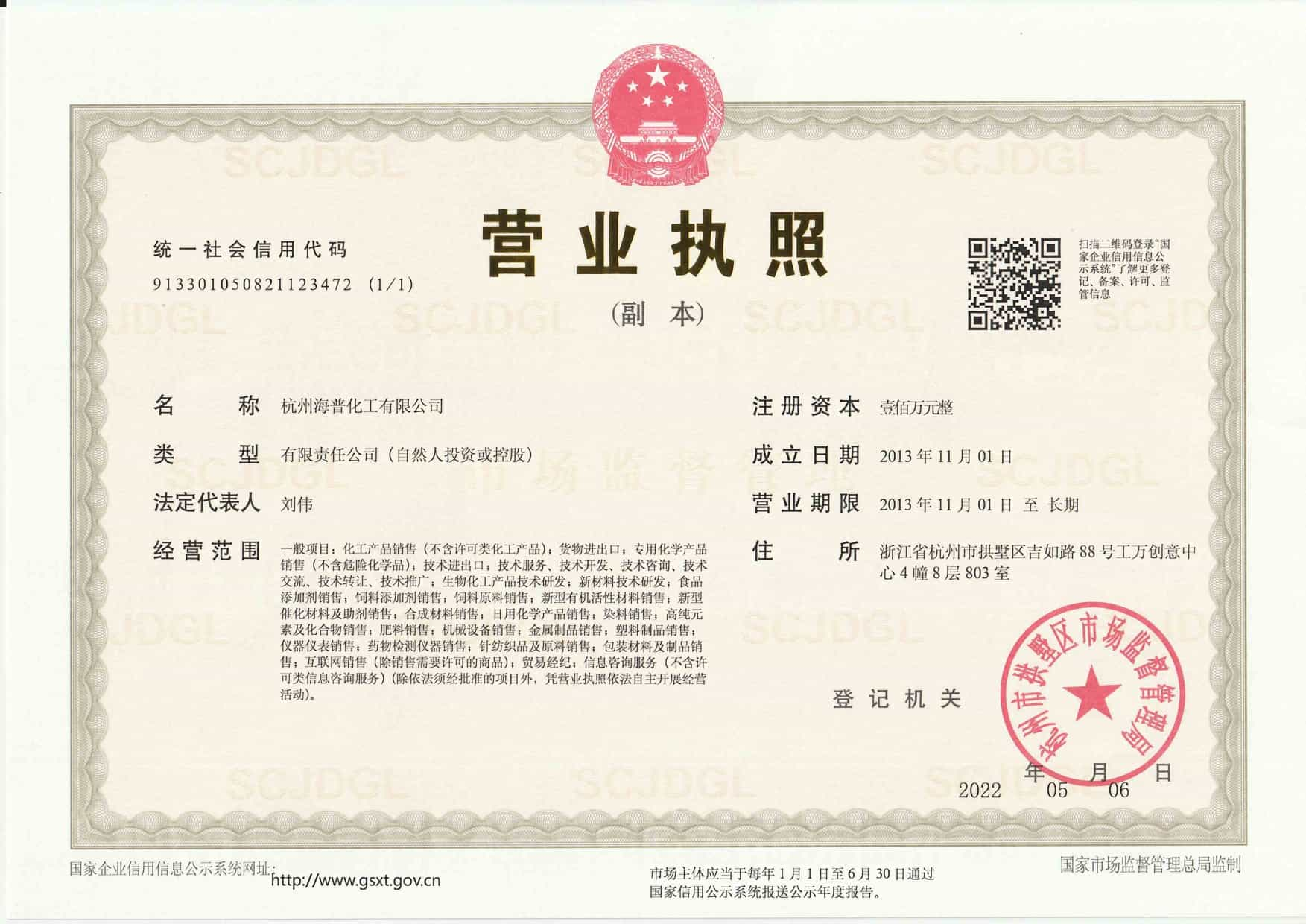 Business License Of EnterpriseLegal Person