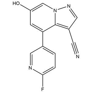 	Pyrazolo[1,5-a]pyridine-3-carbonitrile, 4-(6-fluoro-3-pyridinyl)-6-hydroxy-