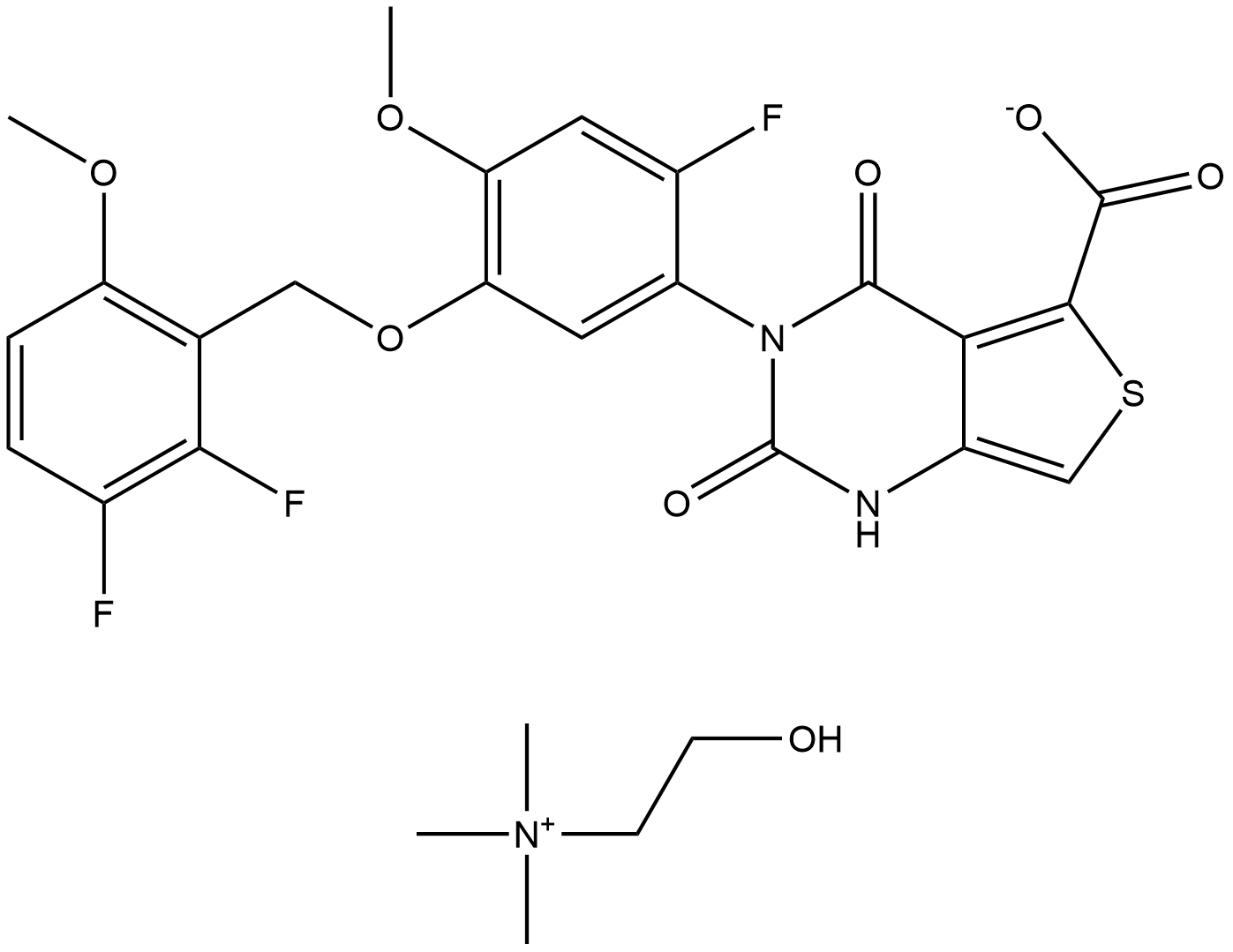Linzagolix choline 化学構造式