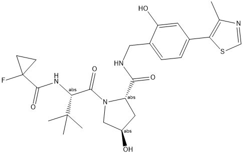 (2S,4R)-1-((S)-2-(1-氟环丙烷甲酰胺基)-3,3-二甲基丁酰基)-4-羟基-N-(2-羟基-4-(4-甲基噻唑-5-基)苄基)吡咯烷-2-甲酰胺,2306193-99-5,结构式