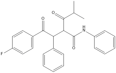 4-フルオロ-α-(2-メチル-1-オキソ-プロピル)-γ-オキソ-N-β-ジフェニルベンゼン　ブタンアミド 化学構造式