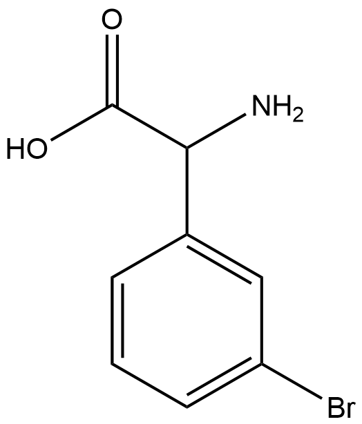 (2S)-2-アミノ-2-(3-ブロモフェニル)酢酸 化学構造式
