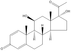 11β,17-ジヒドロキシプレグナ-1,4-ジエン-3,20-ジオン 化学構造式