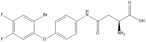 N4-[4-(2-ブロモ-4,5-ジフルオロフェノキシ)フェニル]アスパラギン 化学構造式