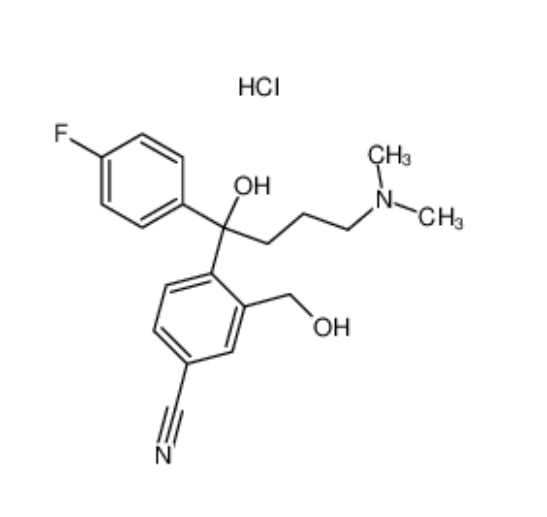 4-[4-(二甲氨基)-1-(4-氟苯基)-1-羟丁基]-3-羟甲基苯腈盐酸盐 产品图片