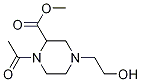 1-Acetyl-4-(2-hydroxy-ethyl)-piperazine-2-carboxylic acid Methyl ester Structure