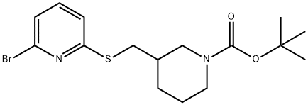 3-(6-溴吡啶-2-基硫烷基甲基)-哌啶-1-羧酸叔丁基酯, 1353981-13-1, 结构式