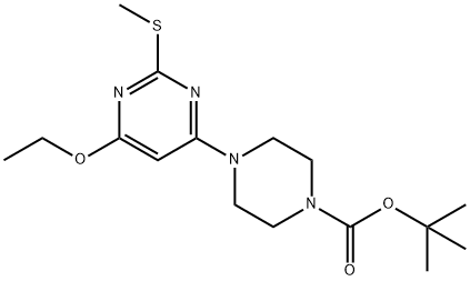 4-(6-乙氧基-2-甲基硫基-嘧啶-4-基)-哌嗪-1-羧酸叔丁酯, 1353989-90-8, 结构式