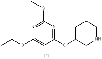 4-乙氧基-2-甲硫基-6-(哌啶-3-基氧基)嘧啶盐酸盐, 1353980-16-1, 结构式