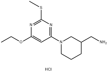 C-[1-(6-乙氧基-2-甲硫基嘧啶-4-基)-哌啶-3-基]甲胺盐酸盐, 1353958-20-9, 结构式