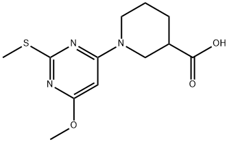 1-(6-Methoxy-2-Methylsulfanyl-pyriMidin-4-yl)-piperidine-3-carboxylic acid 化学構造式