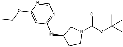 (R)-3-(6-乙氧基-嘧啶-4-基氨基)-吡咯烷-1-羧酸叔丁基酯,1354020-91-9,结构式