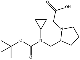 {2-[(tert-Butoxycarbonyl-cyclopropyl-aMino)-Methyl]-pyrrolidin-1-yl}-acetic acid Structure