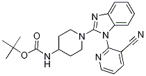 叔丁基1-(1-(3-氰基吡啶-2-基)-1H-苯并[D〕咪唑-2-基)哌啶-4-基氨基甲酸叔丁基酯, , 结构式