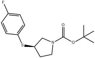 (R)-3-(4-氟-苯基硫烷基)-吡咯烷-1-羧酸叔丁基酯,1289585-20-1,结构式