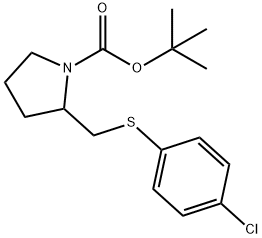 2-(4-Chloro-phenylsulfanylmethyl)-pyrrolidine-1-carboxylic acid tert-butyl ester Struktur