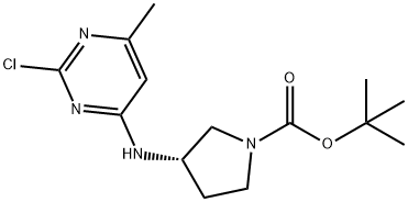 (S)-3-(2-Chloro-6-methyl-pyrimidin-4-ylamino)-pyrrolidine-1-carboxylic acid tert-butyl ester Struktur