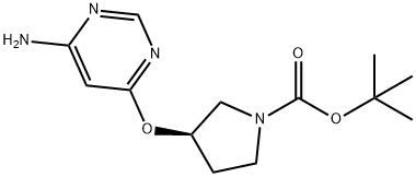 (R)-3-(6-氨基嘧啶-4-基氧基)-吡咯烷-1-羧酸叔丁基酯, 1354011-40-7, 结构式