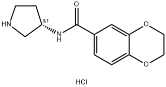 2,3-二氢-苯并[1,4]二氧杂环己烯-6-羧酸(S)-吡咯烷-3-基酰胺盐酸盐,1353999-35-5,结构式