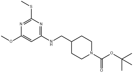 4-[(6-Methoxy-2-Methylsulfanyl-pyriMidin-4-ylaMino)-Methyl]-piperidine-1-carboxylic acid tert-butyl ester Struktur