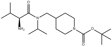 4-{[((S)-2-AMino-3-Methyl-butyryl)-isopropyl-aMino]-Methyl}-piperidine-1-carboxylic acid tert-butyl ester 化学構造式