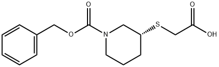 (R)-3-CarboxyMethylsulfanyl-piperidine-1-carboxylic acid benzyl ester Structure