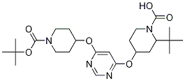tert-butyl4-(6-((tert-butylpiperidine-1-carboxylate)-4-yloxy)pyriMidin-4-yloxy)piperidine-1-carboxylate Struktur