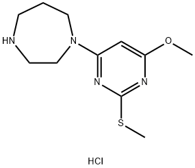 1-(6-甲氧基-2-甲硫基-嘧啶-4-基)-[1,4]二氮杂环庚烷盐酸盐, 1353958-23-2, 结构式