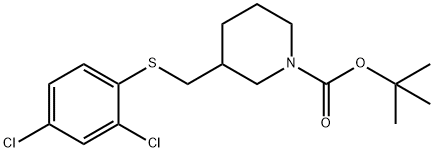 3-(2,4-二氯-苯硫基甲基)-哌啶-1-羧酸叔丁基酯 结构式
