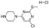 4-クロロ-2-メチルスルファニル-6-ピペラジン-1-イルピリミジン塩酸塩 化学構造式