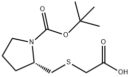 (S)-2-CarboxyMethylsulfanylMethyl-pyrrolidine-1-carboxylic acid tert-butyl ester Structure