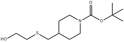 4-(2-羟基-乙基硫基甲基)-哌啶-1-羧酸叔丁酯, 1353982-31-6, 结构式