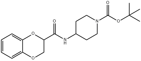 4-[(2,3-二氢-苯并[1,4]二氧杂环己烯-2-羰基)-氨基]-哌啶-1-羧酸叔丁基酯,1241231-81-1,结构式