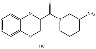 (3-氨基-哌啶-1-基)-(2,3-二氢-苯并[1,4]二氧杂环己-2-基)-甲酮盐酸盐,1353988-05-2,结构式