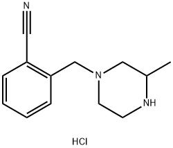 2-(3-甲基-哌嗪-1-基甲基)-苯甲腈盐酸盐, 1353984-20-9, 结构式