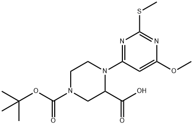 4-(6-Methoxy-2-Methylsulfanyl-pyriMidin-4-yl)-piperazine-1,3-dicarboxylic acid 1-tert-butyl ester Struktur