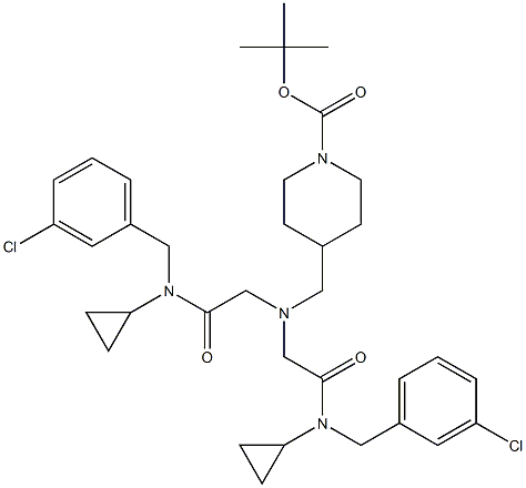 1353979-86-8 4-[(双-{[(3-氯-苄基)-环丙基-氨基甲酰基]-甲基}-氨基)-甲基]-哌啶-1-羧酸叔丁基酯