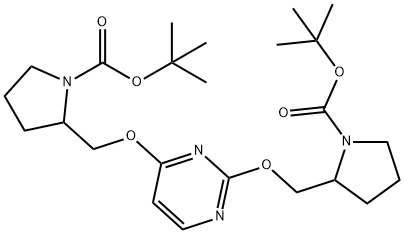 tert-butyl-2-((2-((1-(tert-butoxycarbonyl)pyrrolidin-2-yl)methoxy)pyrimidin-4-yloxy)methyl)pyrrolidine-1-carboxylate Struktur