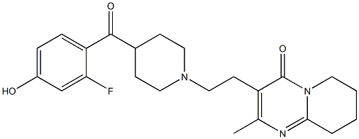 3-[2-[4-(2-Fluoro-4-hydroxybenzoyl)-1-piperidinyl]ethyl]-6,7,8,9-tetrahydro-2-Methyl-4H-pyrido[1,2-a]pyriMidin-4-one Struktur
