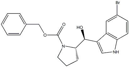 (S)-2-((S)-(5-溴-1H-吲哚-3-基)(羟基)甲基)吡咯烷-1-甲酸苄酯, 1415566-78-7, 结构式