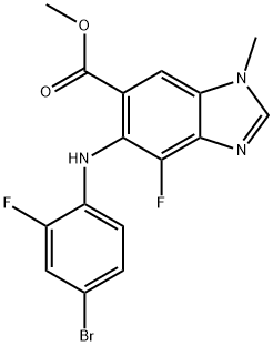 5-((4-溴-2-氟苯基)氨基)-4-氟-1-甲基-1H-苯并[D]咪唑-6-甲酸甲酯,1415559-93-1,结构式