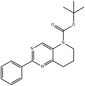 2-フェニル-7,8-ジヒドロ-6H-ピリド[3,2-D]ピリミジン-5-カルボン酸TERT-ブチルエステル 化学構造式