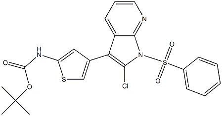 tert-butyl 4-(2-chloro-1-(phenylsulfonyl)-1H-pyrrolo[2,3-b]pyridin-3-yl)thiophen-2-ylcarbaMate Struktur