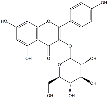 山柰酚-3-O-Β-D-吡喃葡萄糖苷, , 结构式