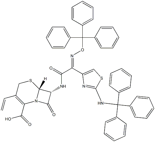 (6R,7R)-3-Ethenyl-8-oxo-7-[[(2E)-2-[(triphenylMethoxy)iMino]-2-[2-[(triphenylMethyl)aMino]-4-thiazolyl]acetyl]aMino]-5-thia-1-azabicyclo[4.2.0]oct-2-ene-2-carboxylic Acid, , 结构式