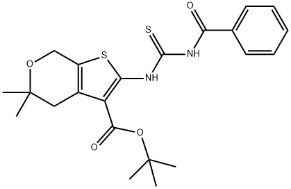 tert-butyl 2-(3-benzoylthioureido)-5,5-diMethyl-5,7-dihydro-4H-thieno[2,3-c]pyran-3-carboxylate Struktur