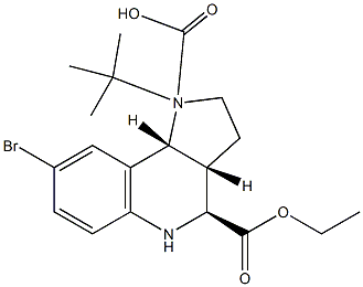 (3AR,4S,9BR)-1-TERT-BUTYL 4-ETHYL 8-BROMO-3,3A,4,5-TETRAHYDRO-1H-PYRROLO[3,2-C]QUINOLINE-1,4(2H,9BH)-DICARBOXYLATE Struktur