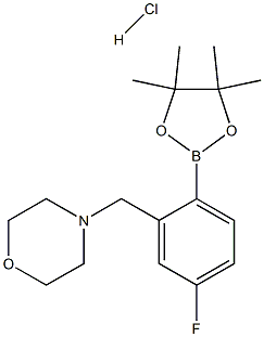 4-{[5-Fluoro-2-(tetramethyl-1,3,2-dioxaborolan-2-yl)phenyl]methyl}morpholine hydrochloride Struktur